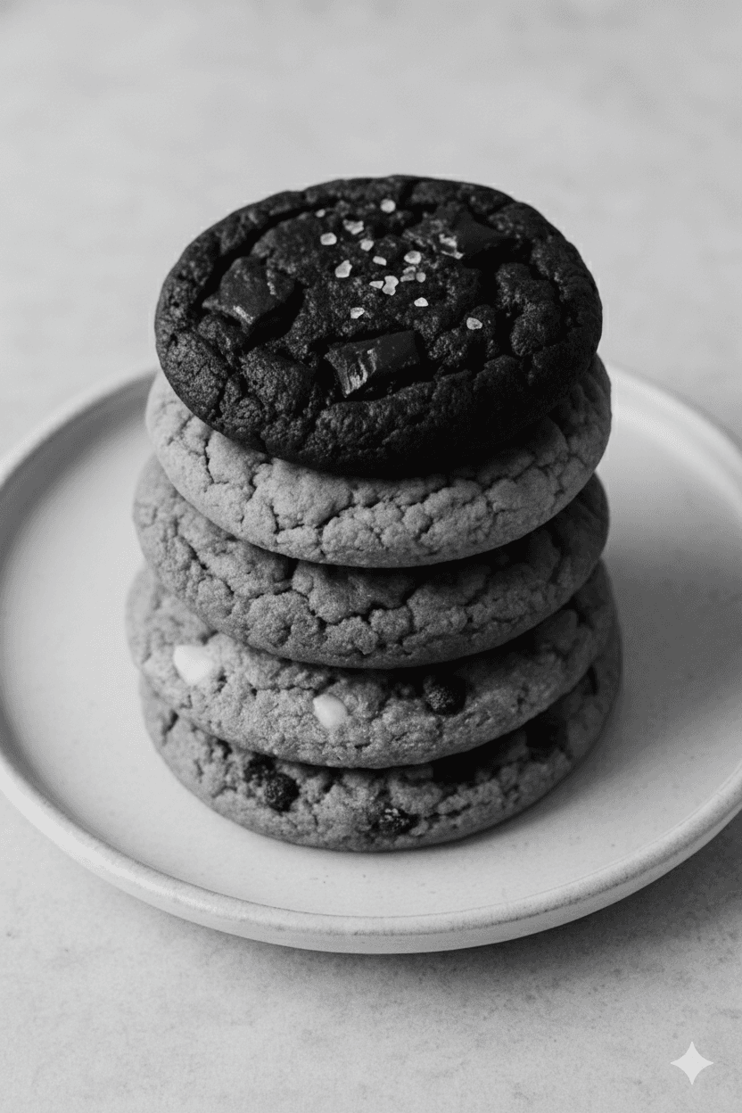 Black and white photo of assorted Frostitution cookies